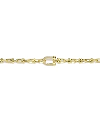 Rachel Glauber 14K Gold Plated with Clear Cubic Zirconia Horse Shoe Link Bracelet.