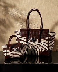 Lauren Ralph Lauren Zebra-Print Canvas Small Tanner Satchel