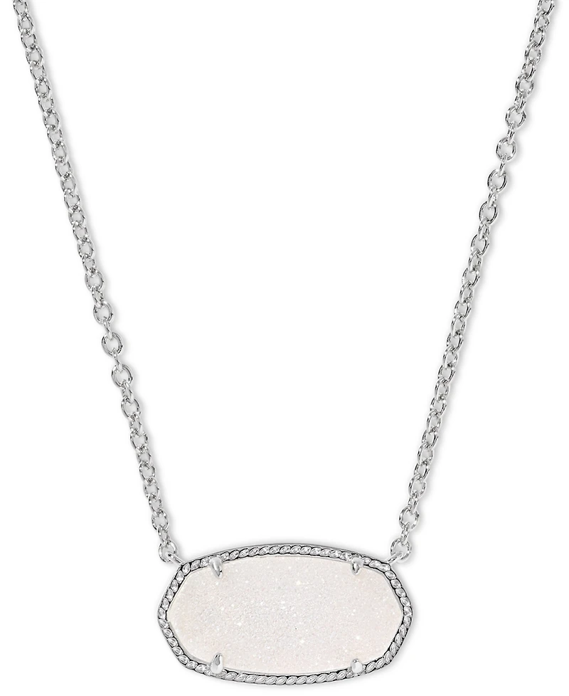 Kendra Scott Elisa Statement Silver Short Pendant Necklace Rhodium Over Brass
