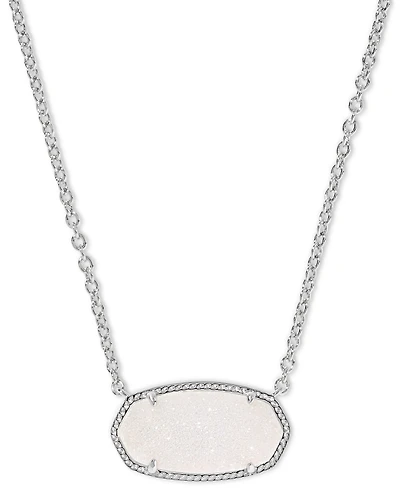Kendra Scott Elisa Statement Silver Short Pendant Necklace Rhodium Over Brass