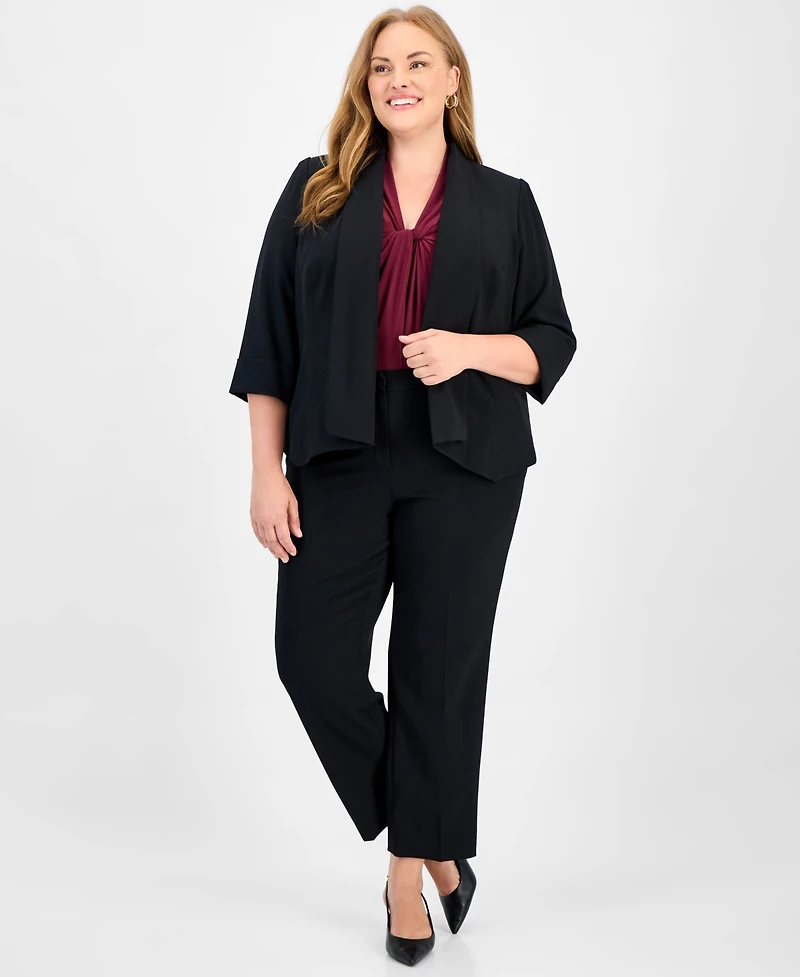 Kasper Plus Open-Front Soft Blazer