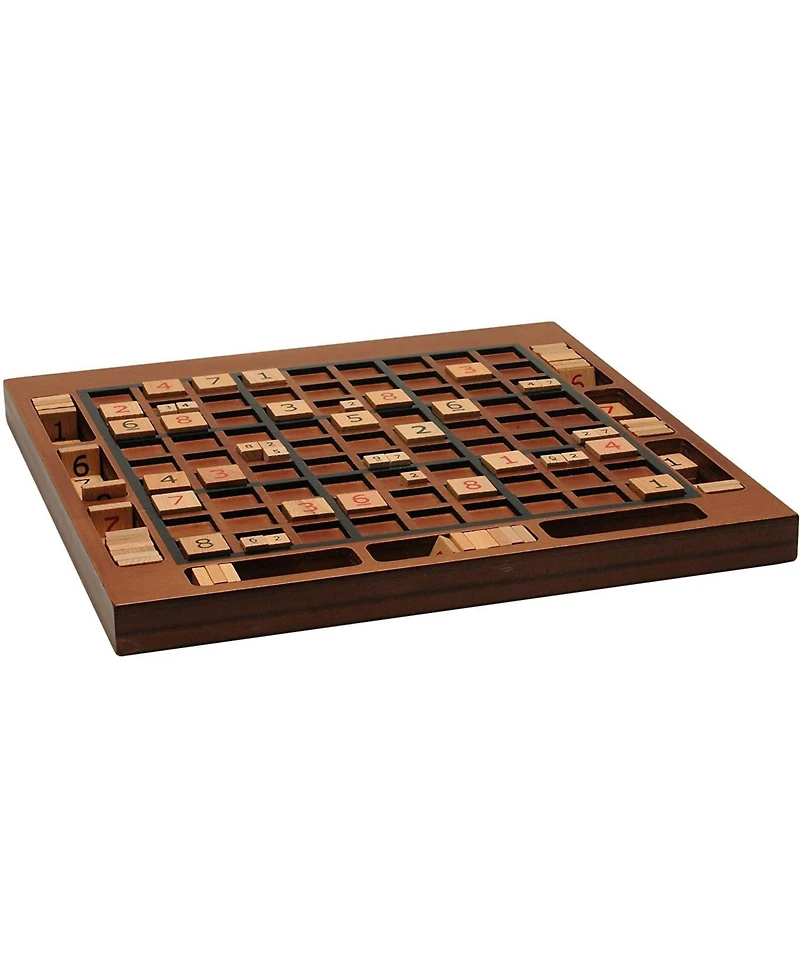 We Games Wooden Sudoku Board with Storage Slots in Walnut Stain
