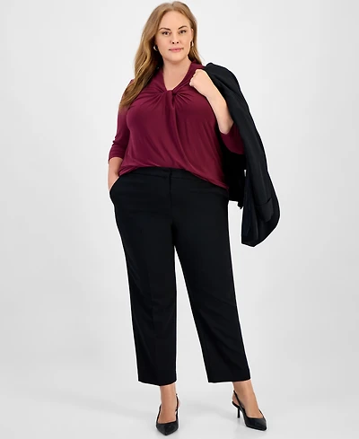 Kasper Plus Straight-Leg Pants