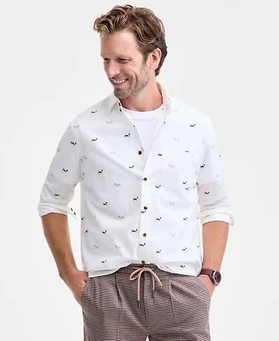 Club Room Men's Basset Hound Print Brushed Cotton Button-Down Shirt, Macy's Exclusive