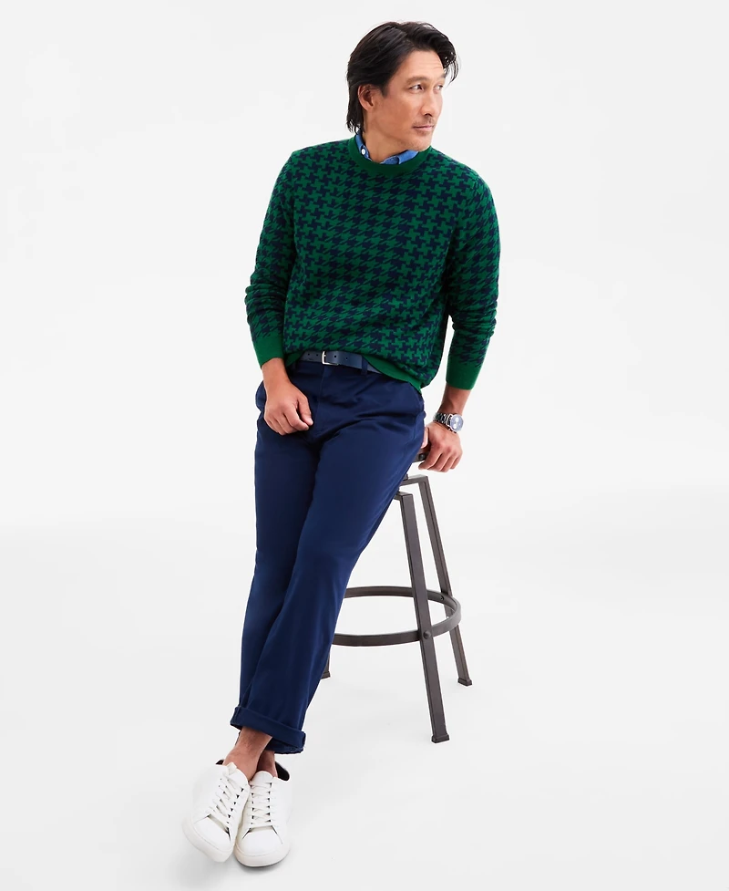Club Room Men's Houndstooth Crewneck Sweater, Macy's Exclusive