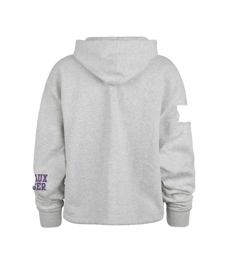 '47 Brand Women's Heather Gray Lsu Tigers High Hopes Long Sleeve Cropped Hoodie
