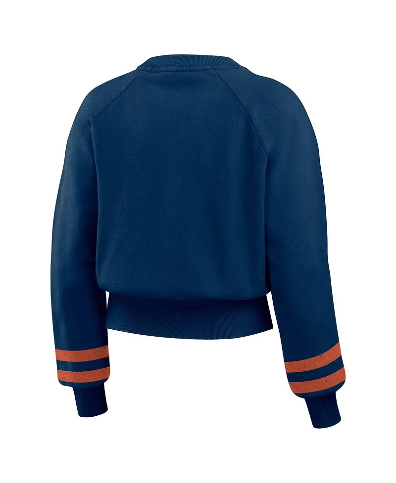 Wear by Erin Andrews Women's Navy Houston Astros Vintage Washed Cropped Pullover Sweatshirt