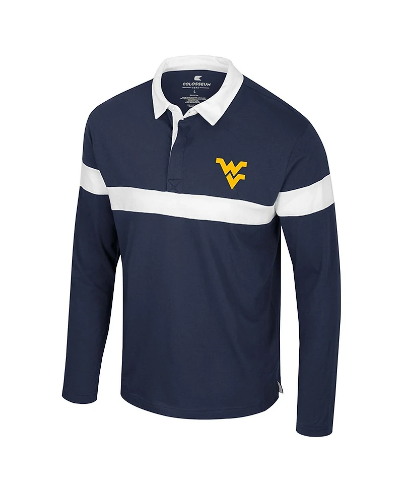 Colosseum Men's Navy West Virginia Mountaineers Too Cool For School Long Sleeve Polo Shirt