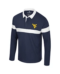 Colosseum Men's Navy West Virginia Mountaineers Too Cool For School Long Sleeve Polo Shirt