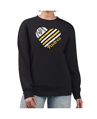 G-iii 4Her by Carl Banks Women's Black San Diego Padres Heart Logo Fleece Pullover Sweatshirt