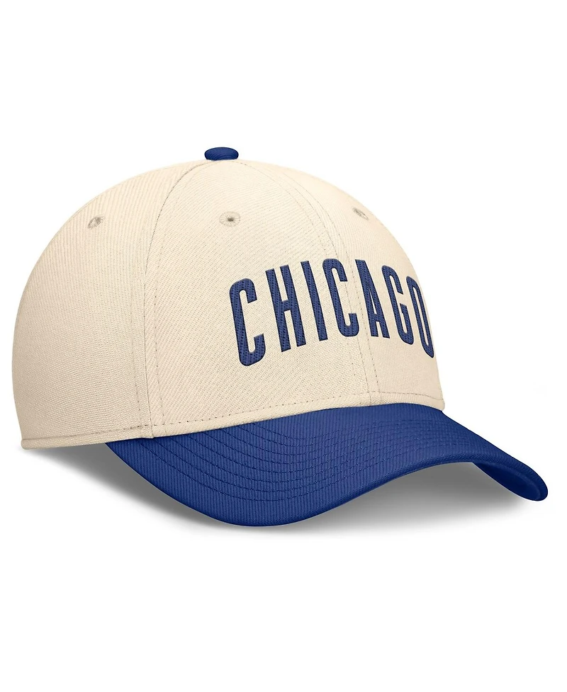 Nike Men's Natural/Royal Chicago Cubs Statement Rise Performance Flex Hat