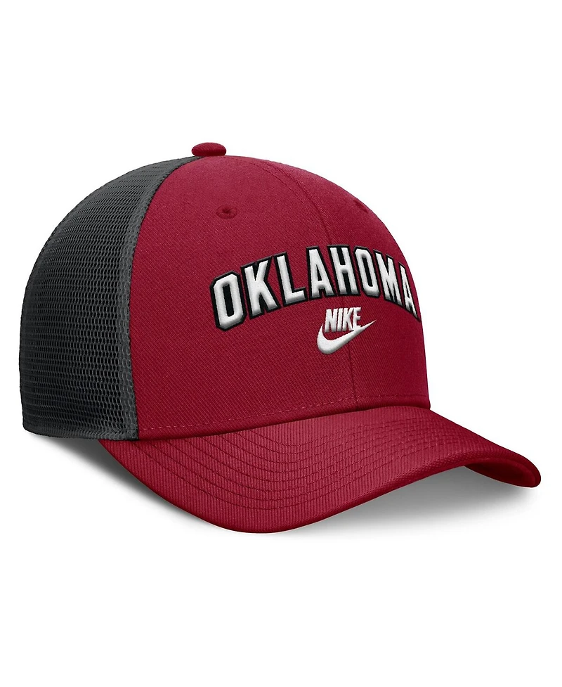 Nike Men's Crimson/Black Oklahoma Sooners Legacy Arch Rise Performance Trucker Adjustable Hat