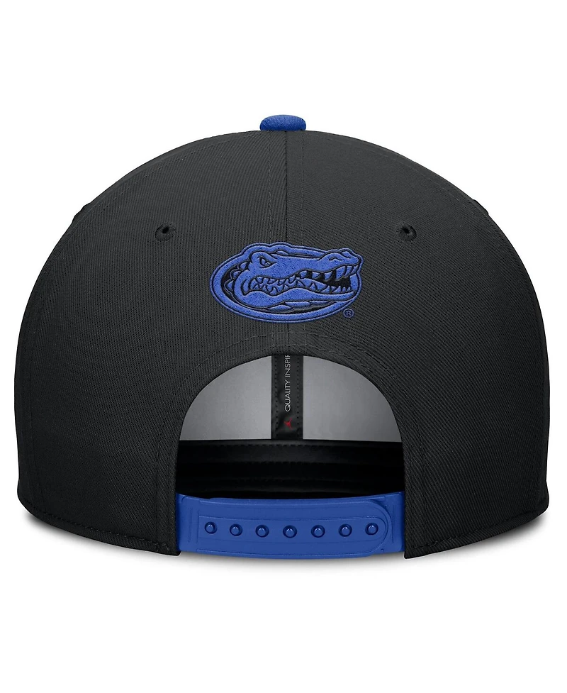 Jordan Men's Black/Royal Florida Gators 2025 Sideline Campus Pro Local Snapback Hat