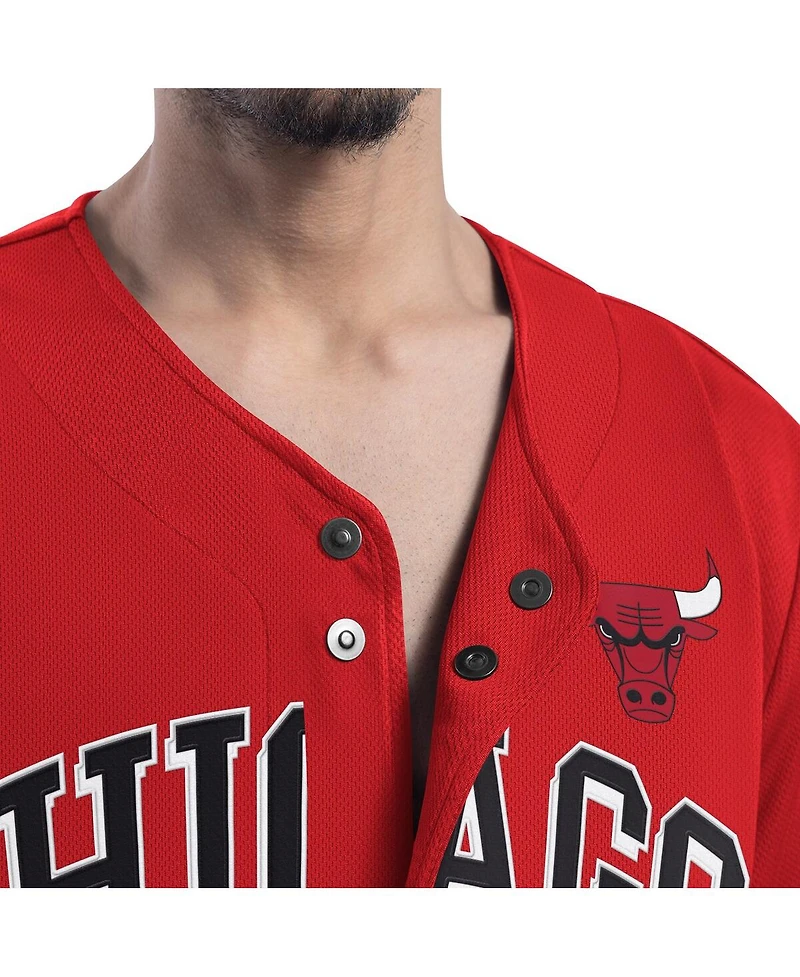 G-iii Sports by Carl Banks Men's Red Chicago Bulls Adaptive Star Player Fashion Baseball Jersey
