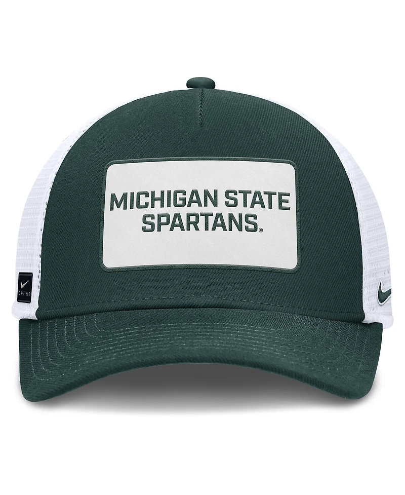 Nike Men's Green/White Michigan State Spartans 2025 On-Field Rise Patch Trucker Adjustable Hat