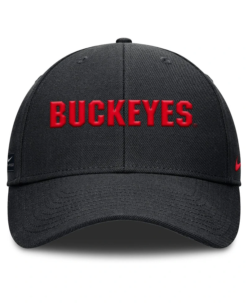 Nike Men's Black Ohio State Buckeyes 2025 On-Field Rise Performance Adjustable Hat