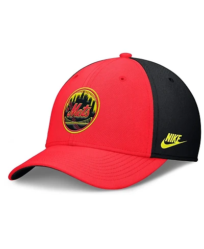 Nike Men's Crimson/Black New York Mets Neon 90s Rise Swoosh Flex Hat