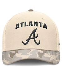Nike Men's Natural Atlanta Braves Camo Natural Pack Rise Adjustable Trucker Hat