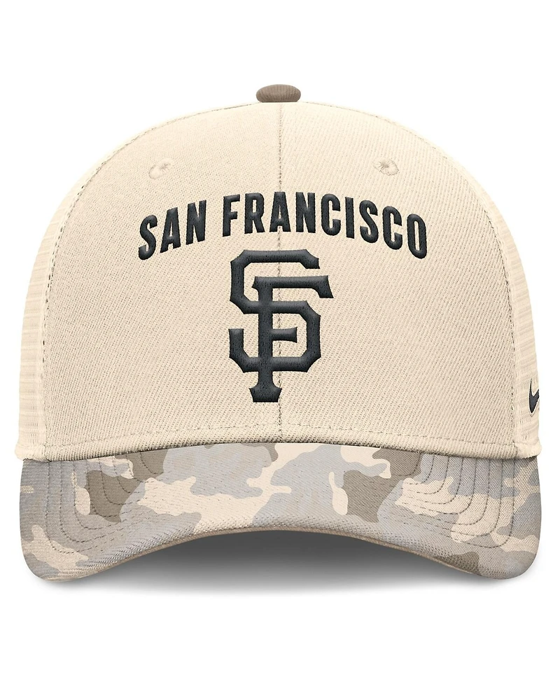 Nike Men's Natural San Francisco Giants Camo Natural Pack Rise Adjustable Trucker Hat