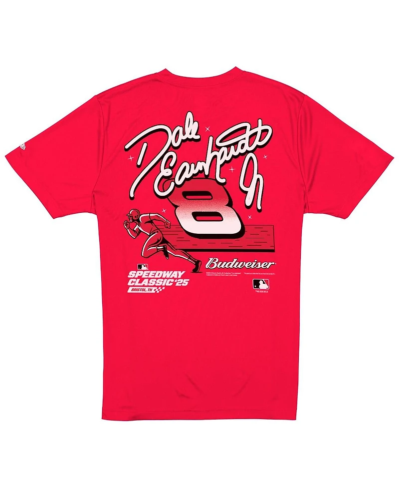 New Era Men's Red Dale Earnhardt Jr. Budweiser x Mlb 2025 Speedway Classic Car T-Shirt