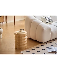 Nordlys - Brown Solid Wood Pouf with Storage Modern Design Style Living Room