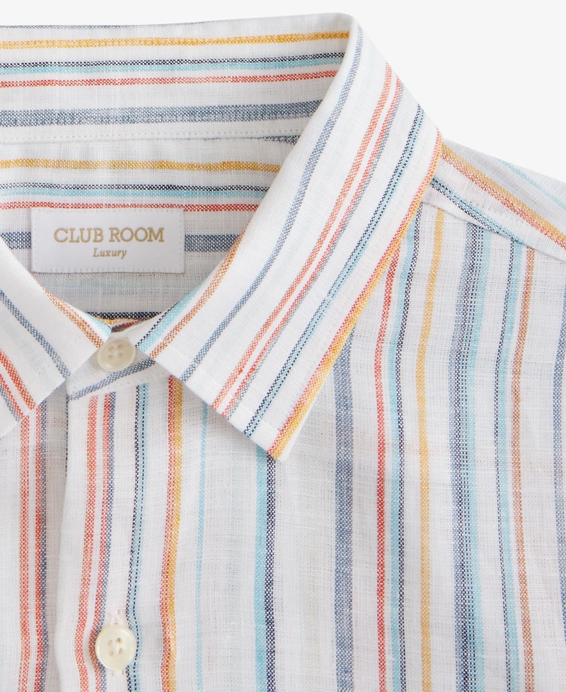 Club Room Men's Short-Sleeve Macro Striped Linen Shirt, Macy's Exclusive
