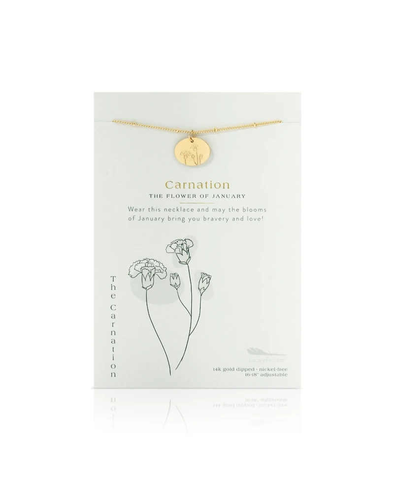 Lucky Feather Birth Month Flower Necklace - December