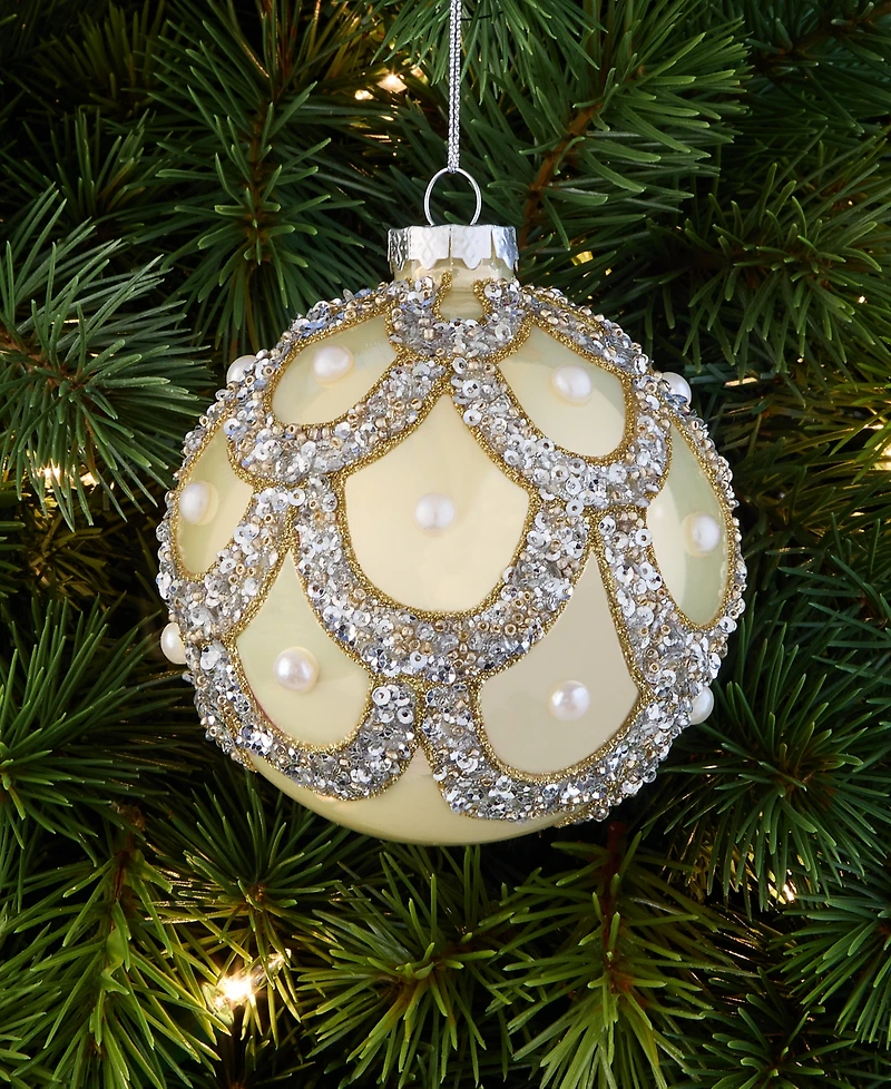 Holiday Lane Gilded Glamour Beaded Ball Ornament, Macy's Exclusive
