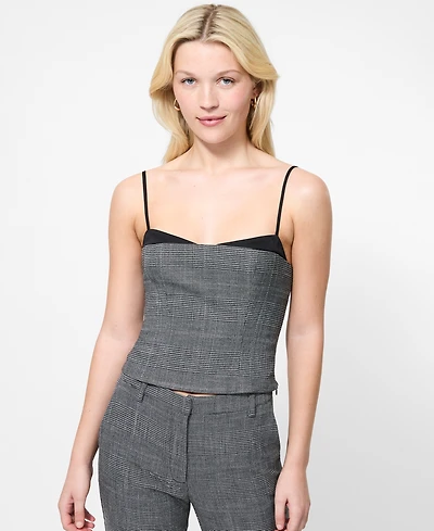 French Connection Women's Owen Plaid Suiting Corset Top