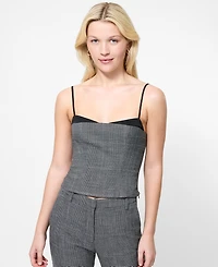 French Connection Women's Owen Plaid Suiting Corset Top