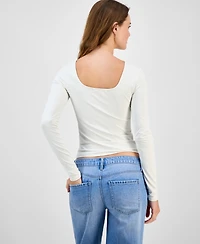 Madden Girl Juniors' Square-Neck Double-Layer Long-Sleeve