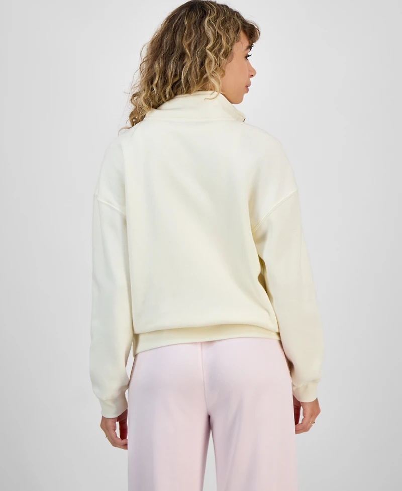 Hippie Rose Juniors' Drop Shoulder Quarter-Zip Sweatshirt