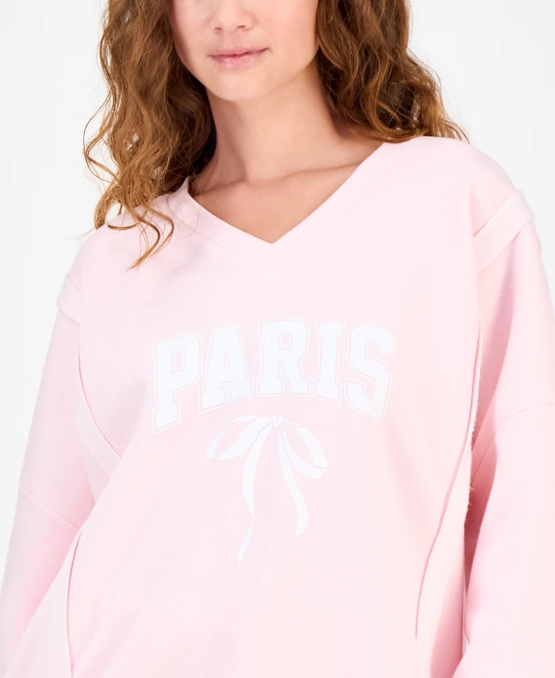 Planet Gold Juniors' Oversized Graphic-Print Sweatshirt