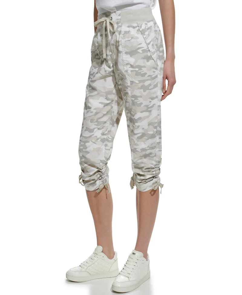 Dkny Women's Convertible Capri Cotton Poplin Cargo Pants
