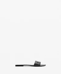 Mango Women's Wide Strap Leather Sandals
