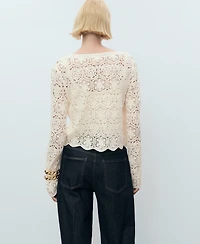 Mango Women's Crochet Knitted Cardigan