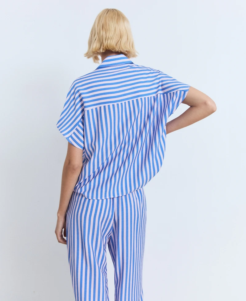 Mango Women's Short Sleeve Striped Shirt