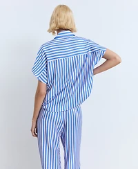 Mango Women's Short Sleeve Striped Shirt
