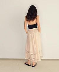 Mango Women's Embroidered Hem Cotton Skirt