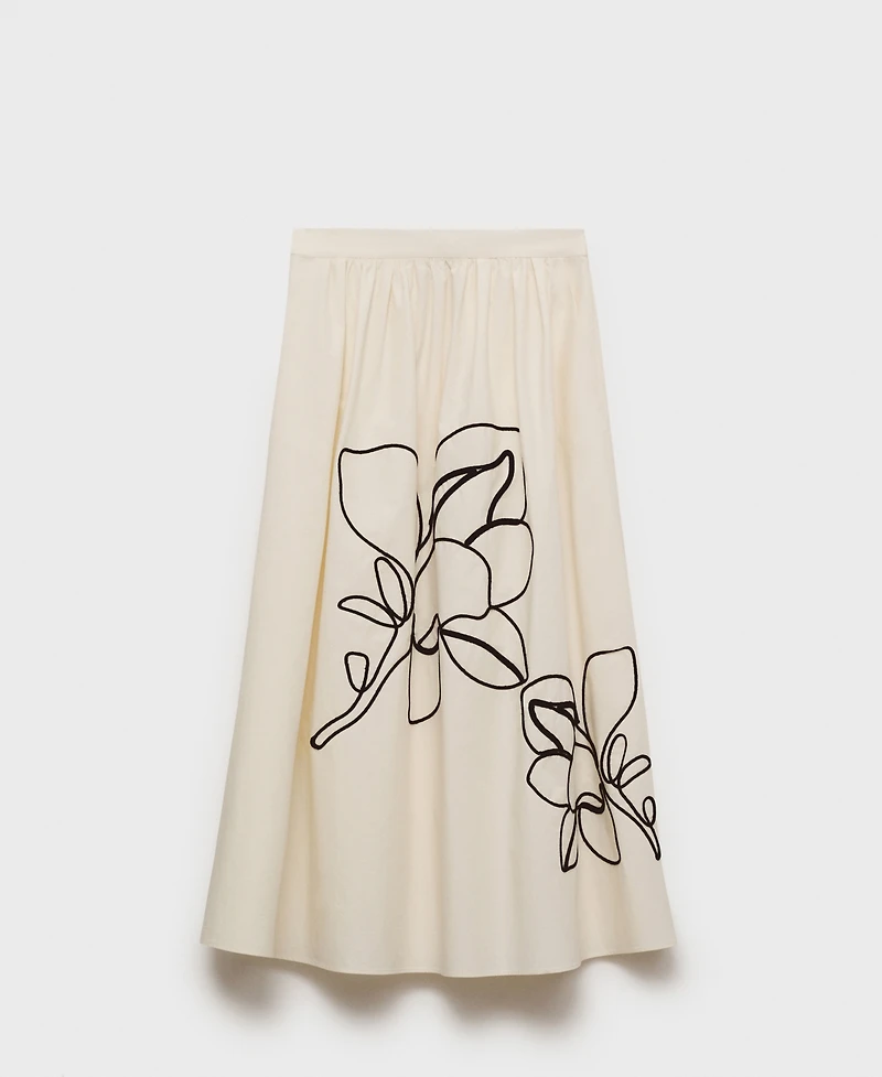 Mango Women's Embroidered Cotton Skirt
