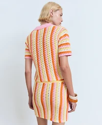 Mango Women's Striped Openwork Knit Sweater