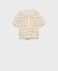 Mango Women's Short-Sleeved Crochet Sweater
