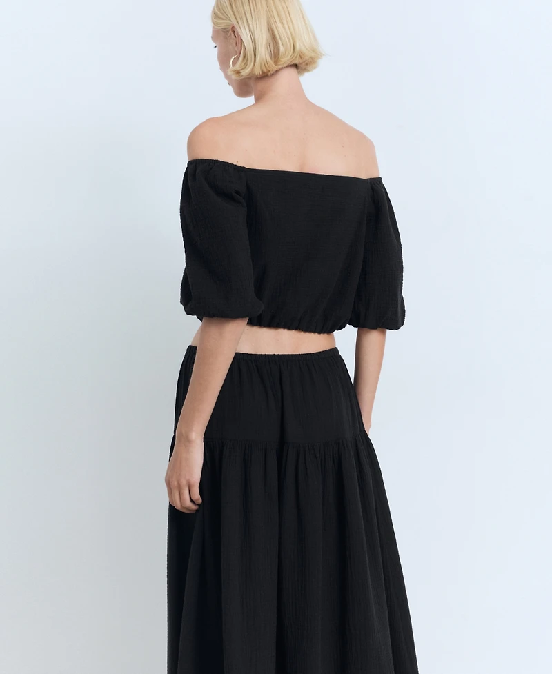 Mango Women's Puff Sleeve Strapless Blouse