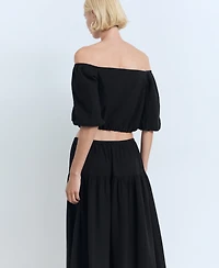 Mango Women's Puff Sleeve Strapless Blouse