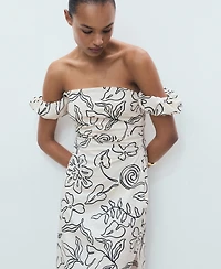Mango Women's Strapless Floral Dress