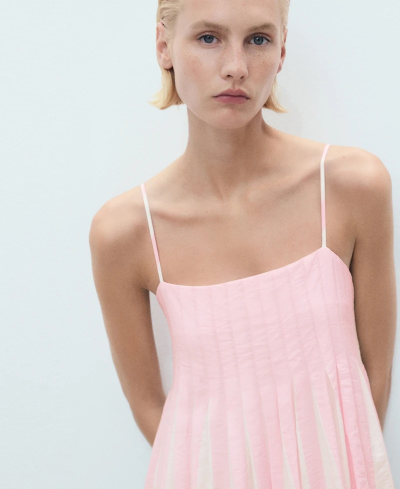 Mango Women's Short Striped Balloon Dress