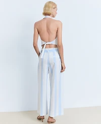 Mango Women's Belt Striped Culotte Pants