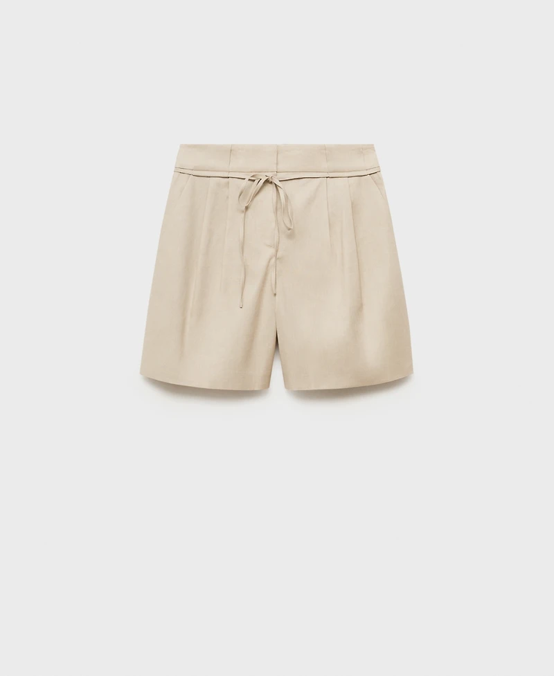 Mango Women's Bow Belt Linen Shorts