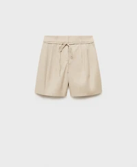 Mango Women's Bow Belt Linen Shorts