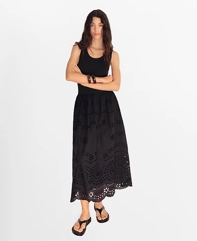 Mango Women's Openwork Embroidery Cotton Dress